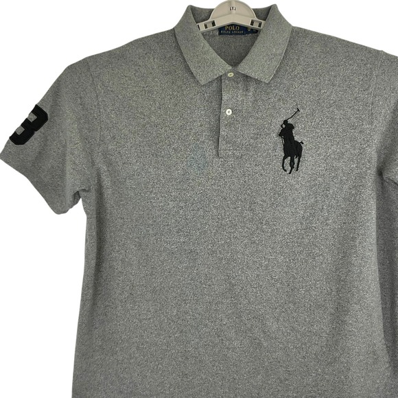 Polo Ralph Lauren Men's 2XB Big Pony Gray Polo Shirt Black Logo Big & Tall - Picture 6 of 8